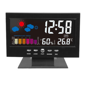 Ceas stație digitală meteo, calendar, data, ora, temperatura, umiditate, afișaj comanda vocala