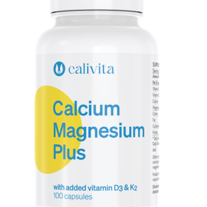 Calcium magnesium plus Calivita 100 cps produsul conține calciu și magneziu, suplimentat cu vitaminele D3 și K2