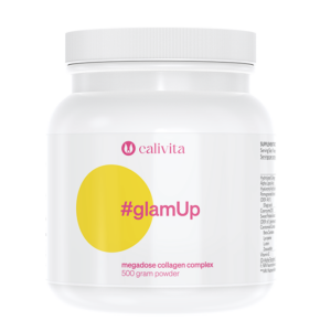 Pudra pentru prepararea bauturilor cu megadoza de colagen si acid hialuronic, GlamUp, 500g, Calivita