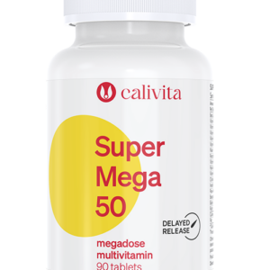 Super Mega 50 CaliVita 90 tablete, megadoză de multivitamine, minerale, oligoelemente şi bioflavonoide.